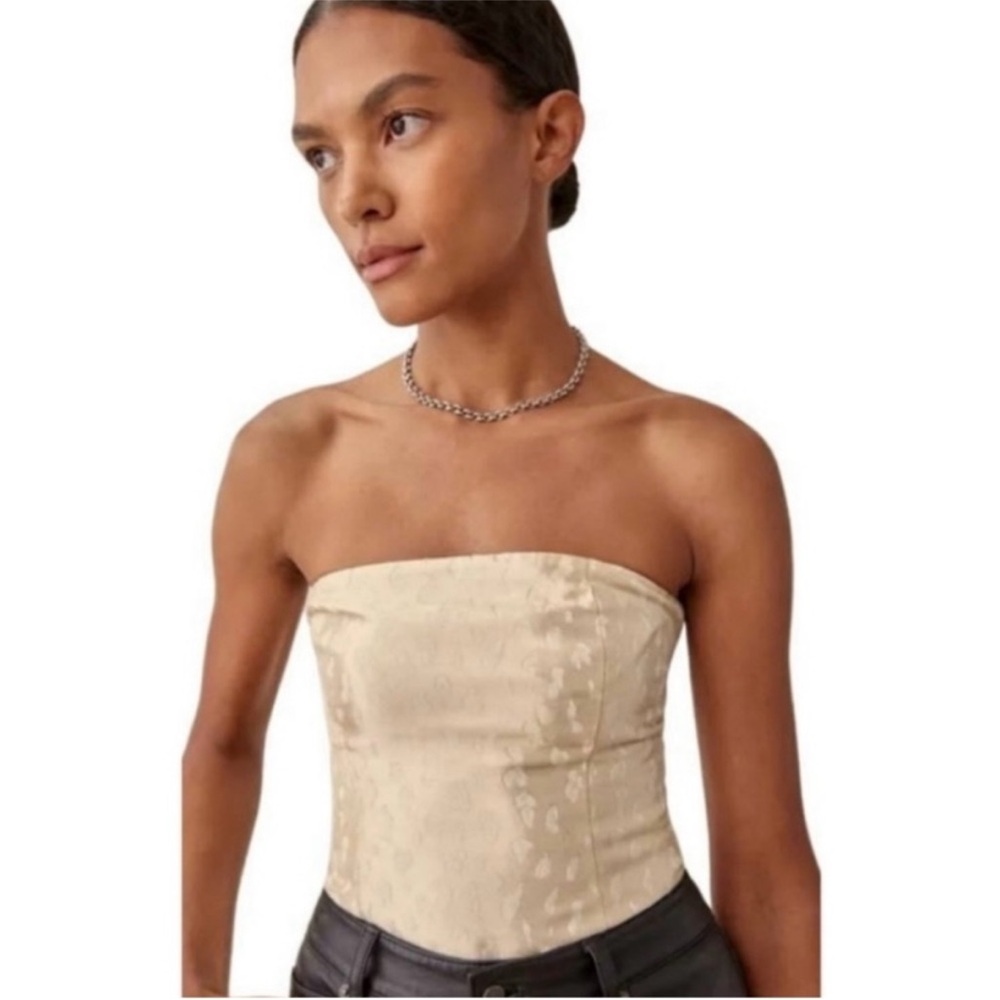 Reflrmation Cream Strapless Top